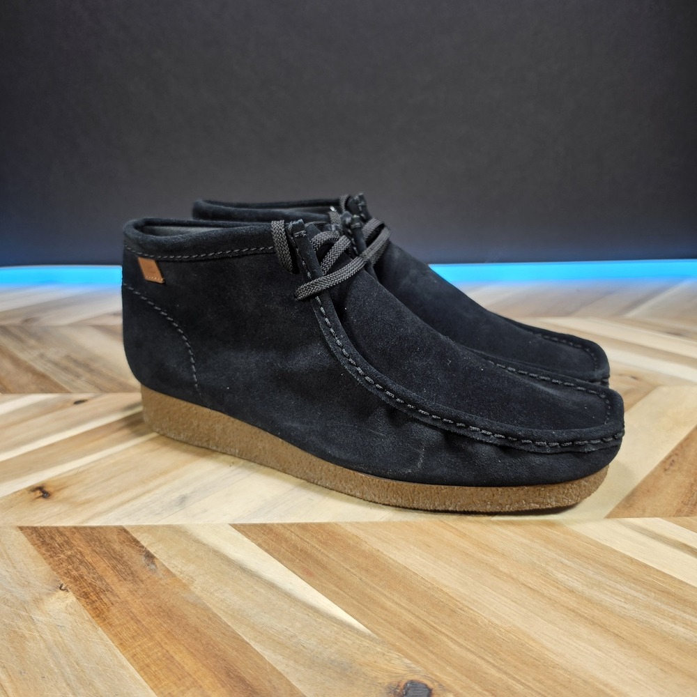 Clarks Shacre Boot Mens 11 W Black Suede Chukka Ankle Boots Wide Fit 26159437